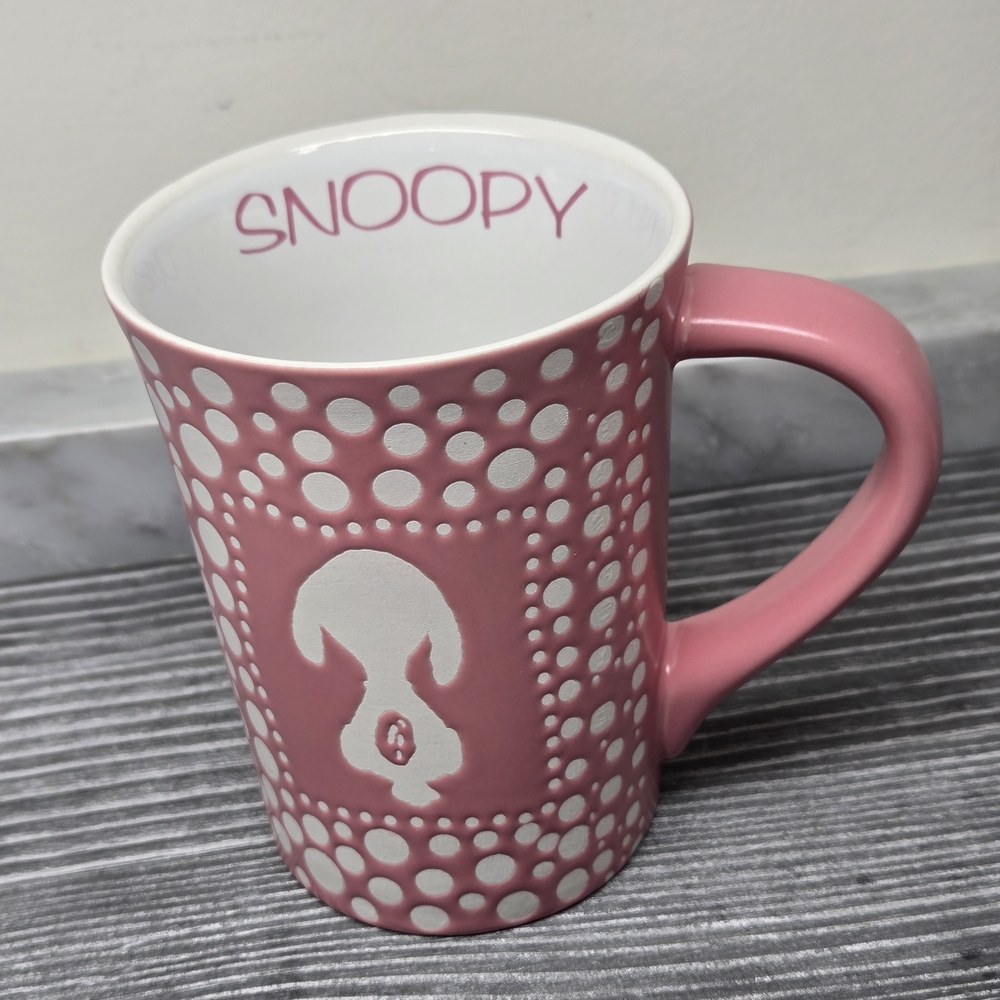 Pink And White Snoopy Ceramic Coffee Mug, NEW‎